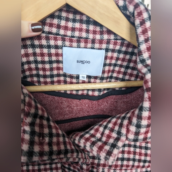 Suncoo pink and brown check jacket, size 0 - Picture 5 of 8